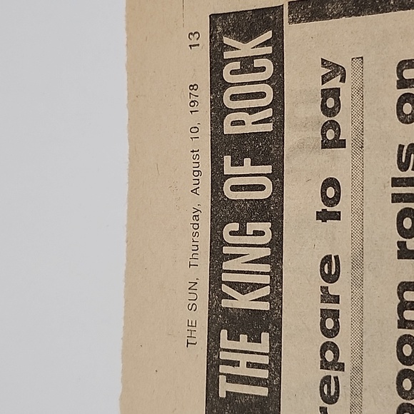 Vintage The Sun Elvis Presley Tribute Insert 1978 Made in England - Picture 2 of 8